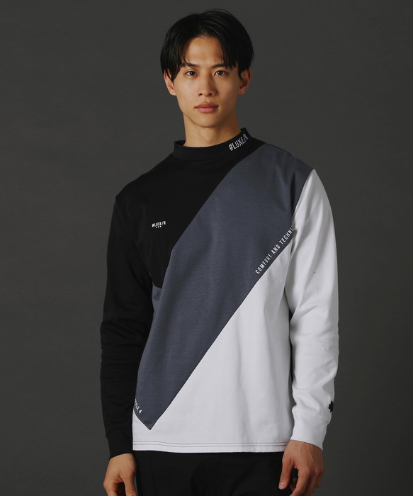 LUXE/R - ゴルフ御召しもの カットソー メンズ 長袖 ハイネック CVCスムース うつり変わり ゴルフ 形づくる 伸縮性 透け透け 色彩設計 伸ばすこと 45936