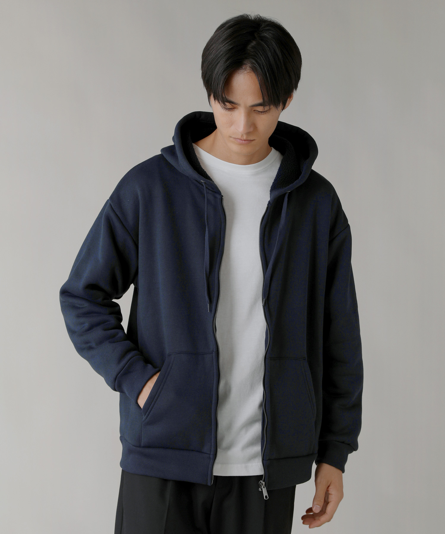 パーカー ジップアップパーカー メンズ 秋 冬 春 ZIP フード 裏ボア