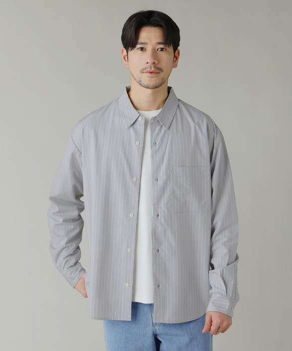 シャツ トップス メンズ 春 夏 長袖 レギュラーカラーシャツ ボックス