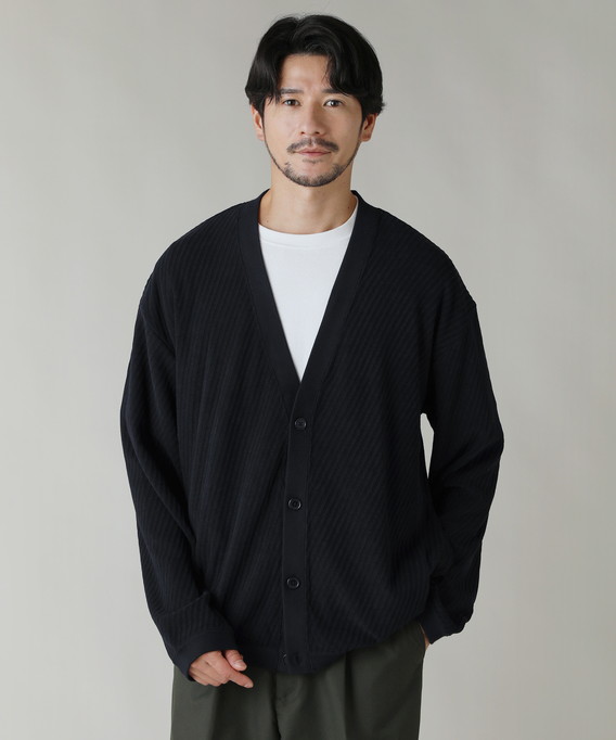 カーディガン メンズ 秋 秋服 冬 冬服 リブ 長袖 Vネック ボタン 伸縮 