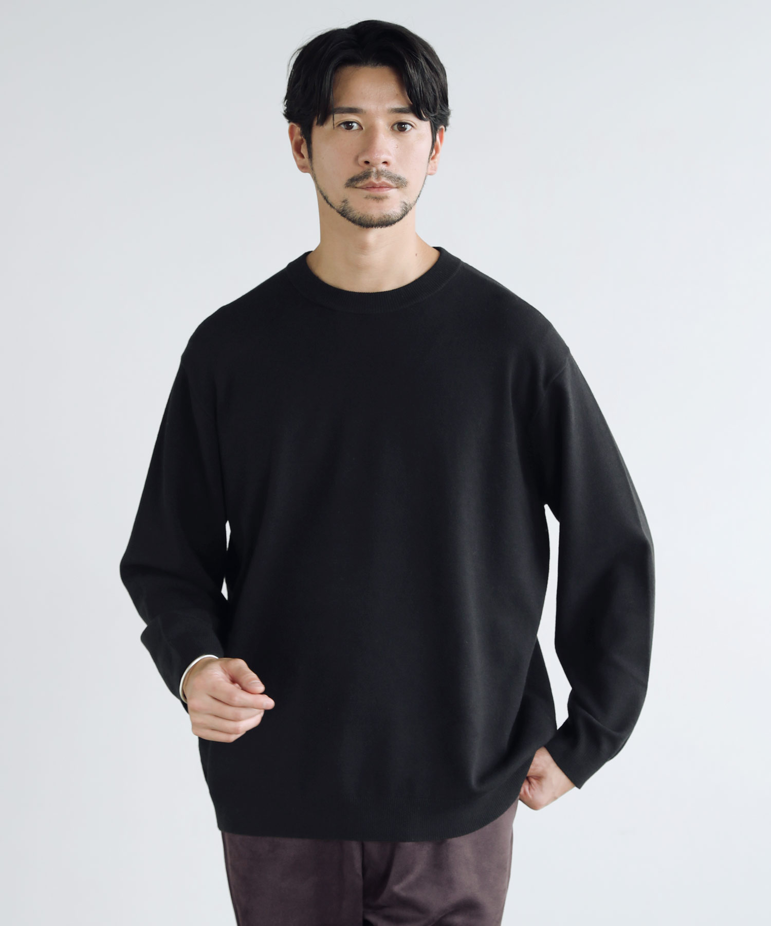 SPU（スプ） ニット メンズ 秋 冬 春 クルーネック 長袖 シルク混 吸湿