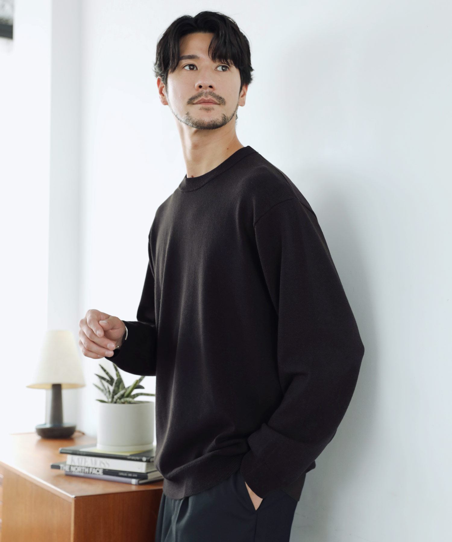 SPU（スプ） ニット メンズ 秋 冬 春 クルーネック 長袖 シルク混 吸湿