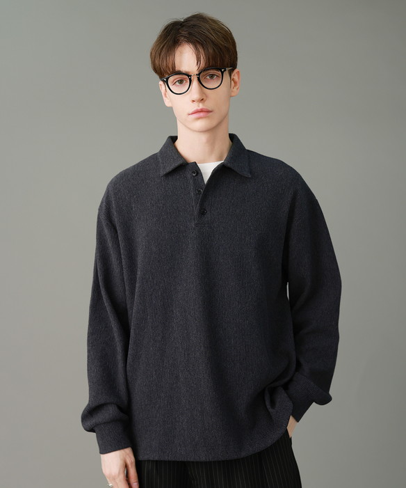 SLICK（スリック） ニットポロ ポロシャツ メンズ 長袖 秋 秋服 冬 冬