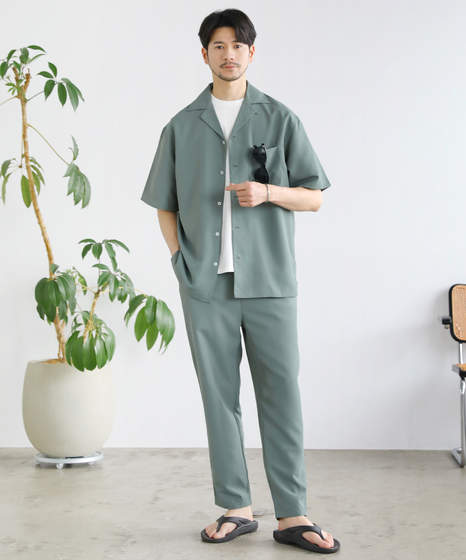 セットアップ メンズ 立ち襟 半袖シャツ+ショートパンツ 2色 セットアップ メンズ 上下セット カジュアルシャツ ショート