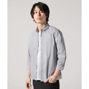 ブロードシャツ メンズ シャツ  シャーリング 7分袖 ボタンダウン  日本製 春