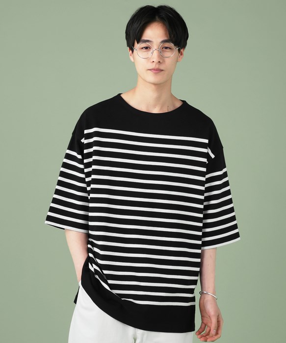 バスクシャツ カットソー Tシャツ メンズ 春 夏 秋 春服 夏服 ボーダー ボートネック コットン 綿 100 厚手 5分袖 Slick Buy2136 Sputnicks スプートニクス 通販 Yahoo ショッピング