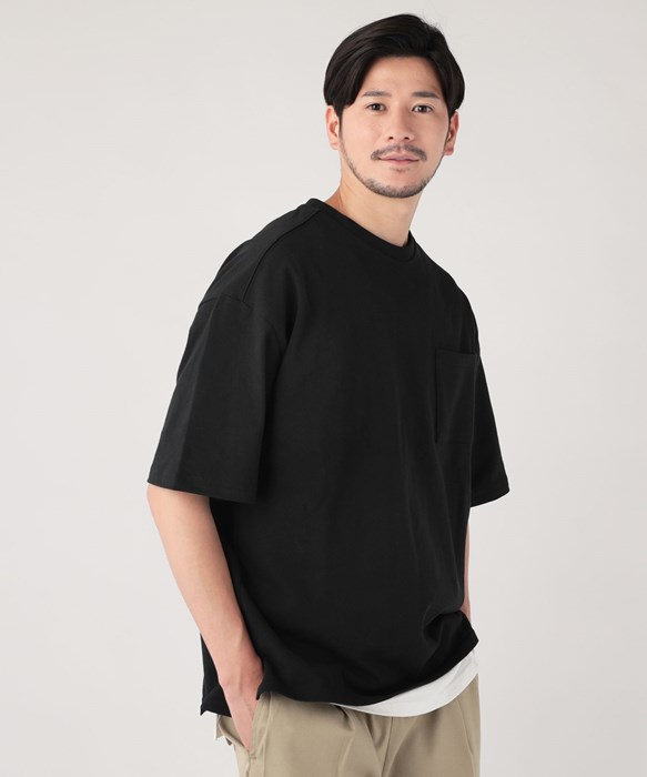 カットソー Ｔシャツ ポケT メンズ 春 夏 秋 オープンエンド 空紡糸 半袖 オーバーサイズ ビックシルエット クルーネック スリット 綿100｜spu｜06