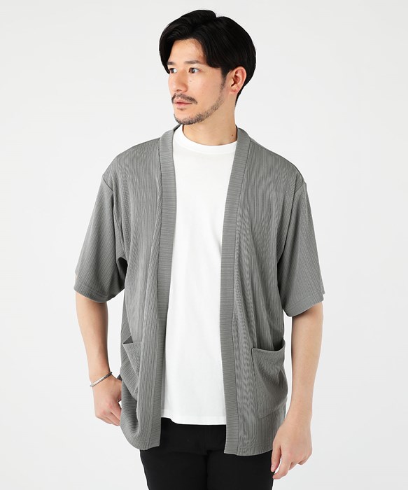 カーディガン メンズ メンズファッション 春 春服 夏 夏服 リブ リブ編み 半袖 ボタンレス 伸縮性 ストレッチ 冷房対策 Spu2297 Sputnicks スプートニクス 通販 Yahoo ショッピング