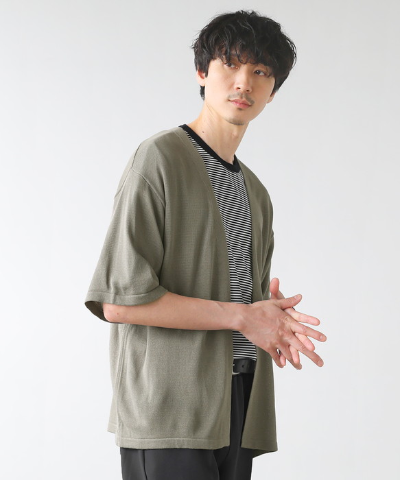boohoo MAN★半袖 ニット生地 ボタン留め シャツ カーディガン boohoo MAN☆半袖 ニット生地 ボタン留め シャツ カーディガン