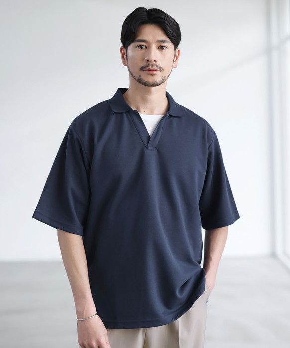 SPU（スプ） ポロシャツ トップス メンズ 夏 半袖 5分袖 スキッパー