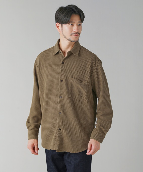 シャツ トップス メンズ 秋 秋服 長袖 サーマル ドビー レギュラー