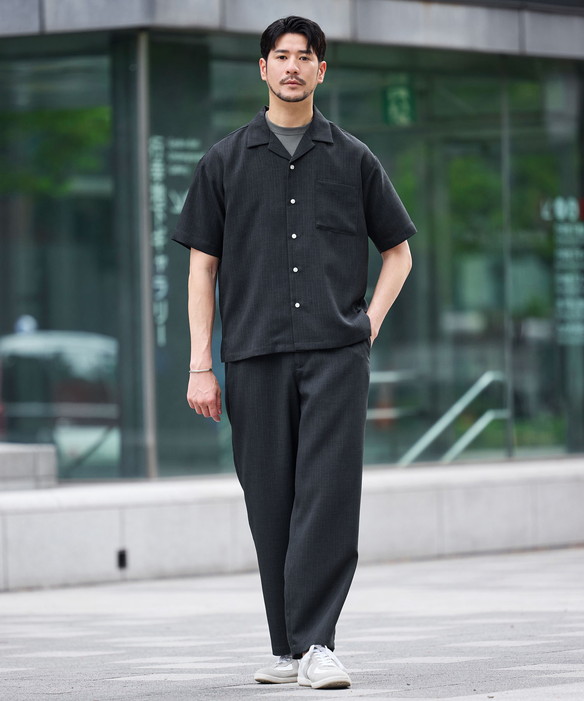 上下セットシャツワイドパンツ春夏おしゃれ SPU 【上下2点セット】 セットアップ 上下セット メンズ