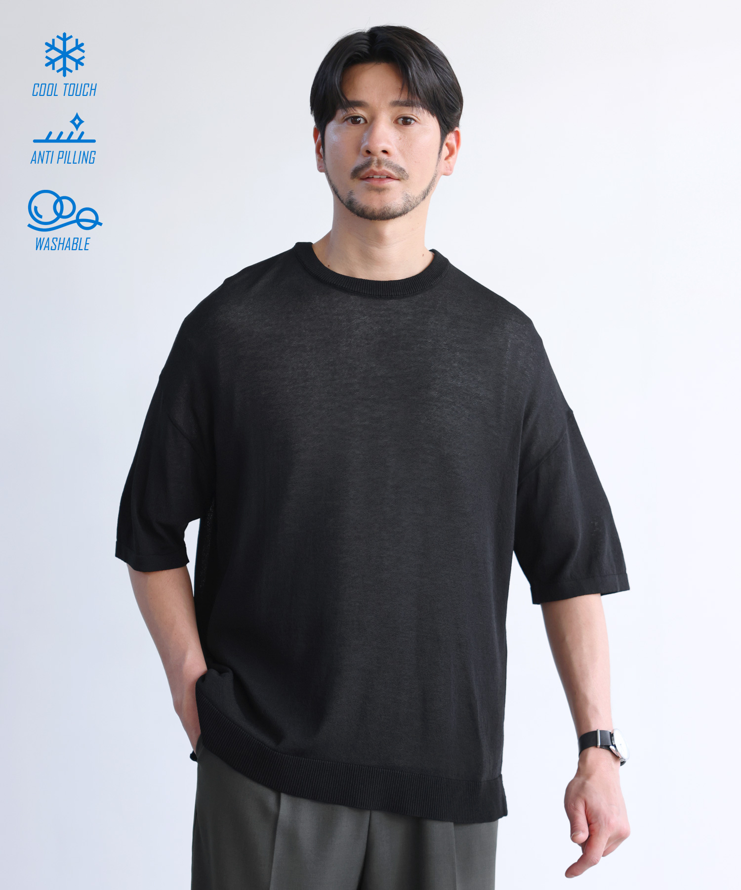 SPU（スプ） サマーニット ニット Tシャツ メンズ 春 夏 接触冷感 