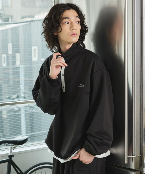 スウェット トレーナー メンズ 長袖 ハーフボタン ゆったり 2way