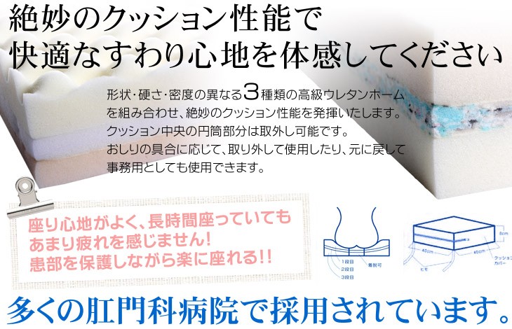 ハイブリッドクッション（レギュラー） 肛門科病院の待合室に置いて