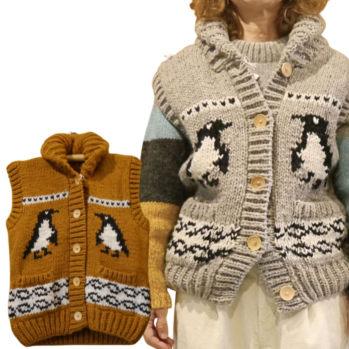 新品『Kanataカウチンニットベスト』レディース ADAWAS｜ウール カウチン ニット ベスト “COWICHAN VEST” adws-301-59