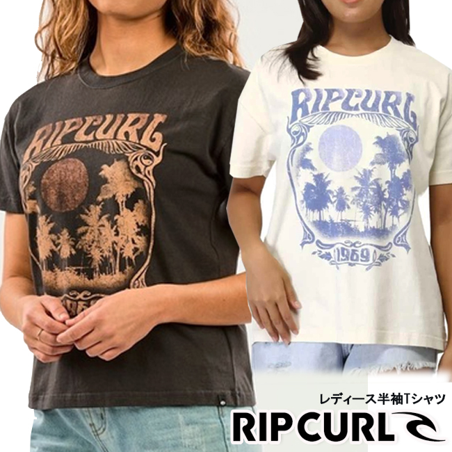 Tシャツ　半袖　トップス　レディース　RIPCURL　リップカール　トレーニング　ロゴ　柄　夏　海　女性用　サーフィン　【025WTE】 | 
