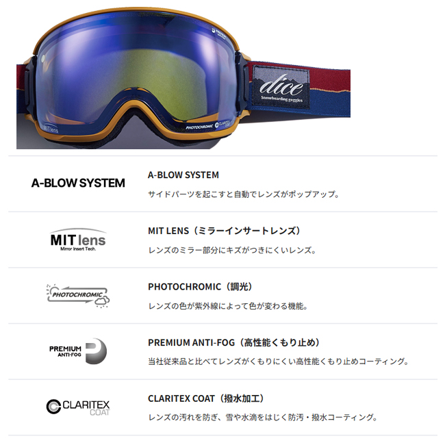 スノーゴーグル BANK バンク DICE ダイス MITミラーレンズ　A-BLOW SYSTEM スノー　スキー　ウィンタースポーツ【BK45191】 |  | 08
