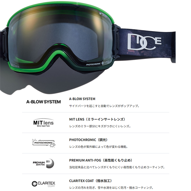 スノーゴーグル BANK バンク DICE ダイス MITレンズ　A-BLOW SYSTEM  調光  撥水加工【BK45194】 |  | 08