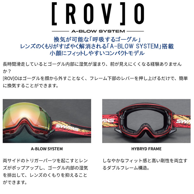 スノーゴーグル SWANS スワンズ ROVO ダブルレンズ　ヘルメット対応 くもり止めレンズ　可視光線透過率　日本製【RV-MDH-CU-LP】 |  | 02