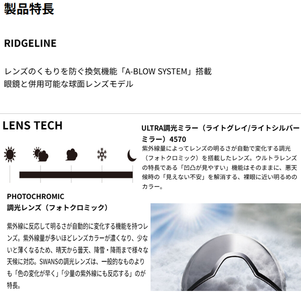 SWANS（スワンズ） スノーゴーグル SWANS RIDGELINE スキー