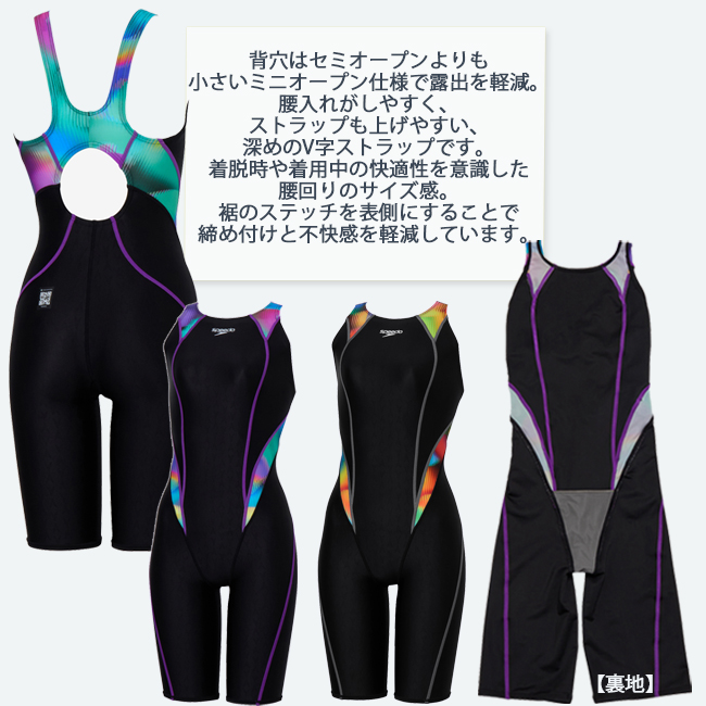競泳水着 スピード レディース SPEEDO オールインワン水着 ニースキン FINA承認 WORLDAQUATICS 4分丈 ストレッチ FLEX Σ エコ素材 小さな背穴 【SCW12552F】 |  | 05