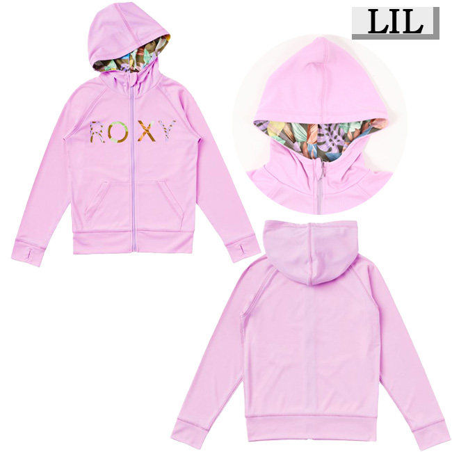 ラッシュガード 長袖 ROXY ロキシー MINI MERMAID LOGO PARKA ミニマーメイドロゴパーカー フード付き キッズ ユース ガールズ UVカット 速乾【TLY231106】 | ROXY | 01