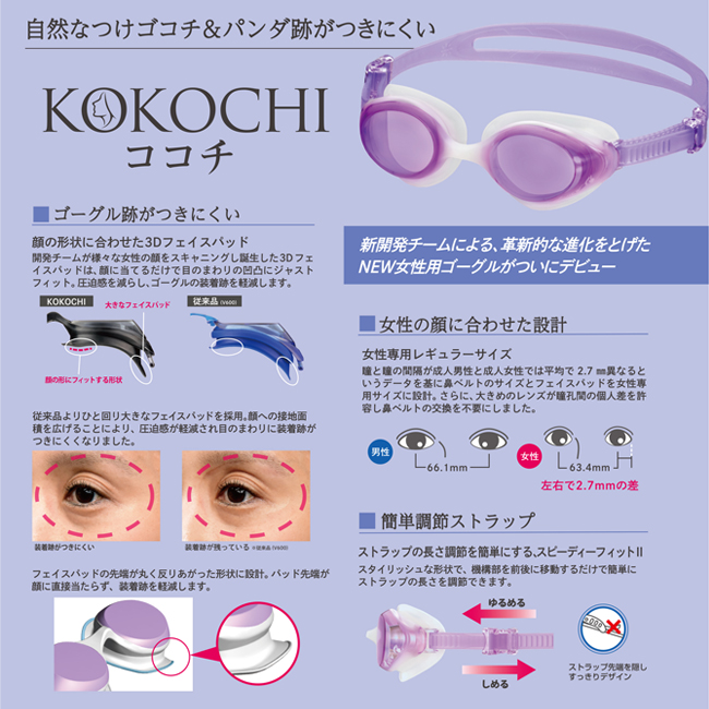 スイミングゴーグル　スイムゴーグル　VIEW　ビュー　女性用　KOKOCHI ココチ　くもり止め　シリコーン　UVカット　日本製【V830SA】 |  | 06