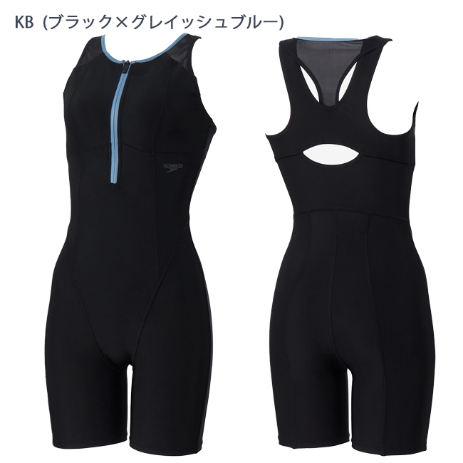 フィットネス水着 レディース SPEEDO スピード ニースキン プール トレーニング水着  スパッツタイプ オールインワン水着 水泳　3分丈 縫込みカップ【SFW12562】 | speedo | 02