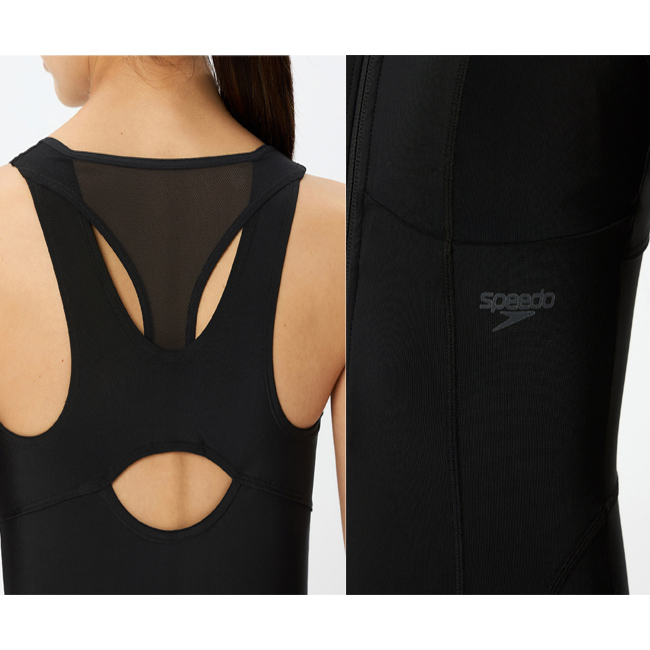 フィットネス水着 レディース SPEEDO スピード ニースキン プール トレーニング水着  スパッツタイプ オールインワン水着 水泳　3分丈 縫込みカップ【SFW12562】 | speedo | 04