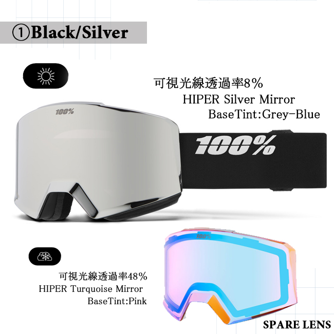 100% ワンハンドレッド NORG BLACK/SILVER ノーグ MIRROR SILVER 100