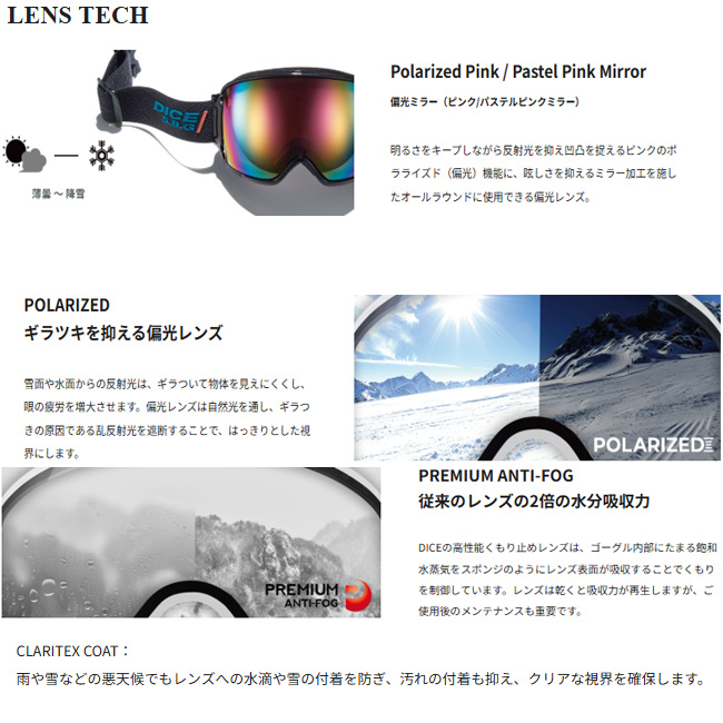 BANK スノーゴーグル DICE ダイス バンク 偏光ミラー 偏光レンズ S2