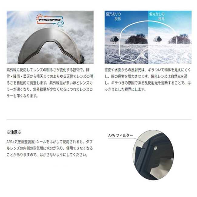スノーゴーグル SWANS スワンズ 調光　偏光 ダブルレンズ ヘルメット対応 眼鏡対応　くもり止め 【HELI-CPDTBS-N】 |  | 03