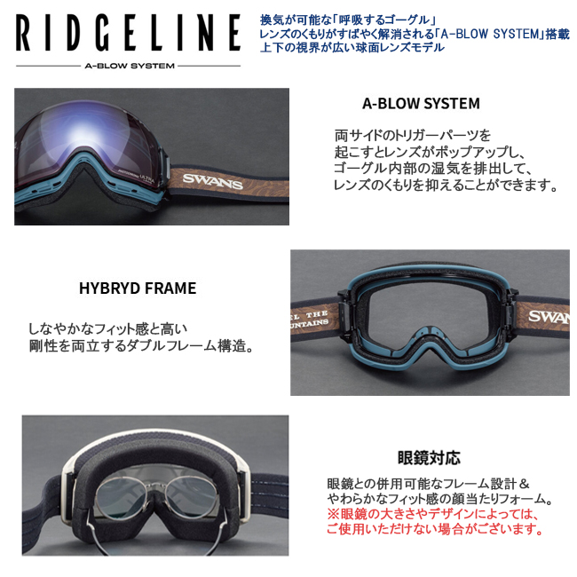 スノーゴーグル 調光レンズ  スワンズ SWANS　RIDGELINE　リッジライン　MITレンズ　フォトクラミック　スノーボード 眼鏡対応【RL-MDH-CMIT-GD】 |  | 03