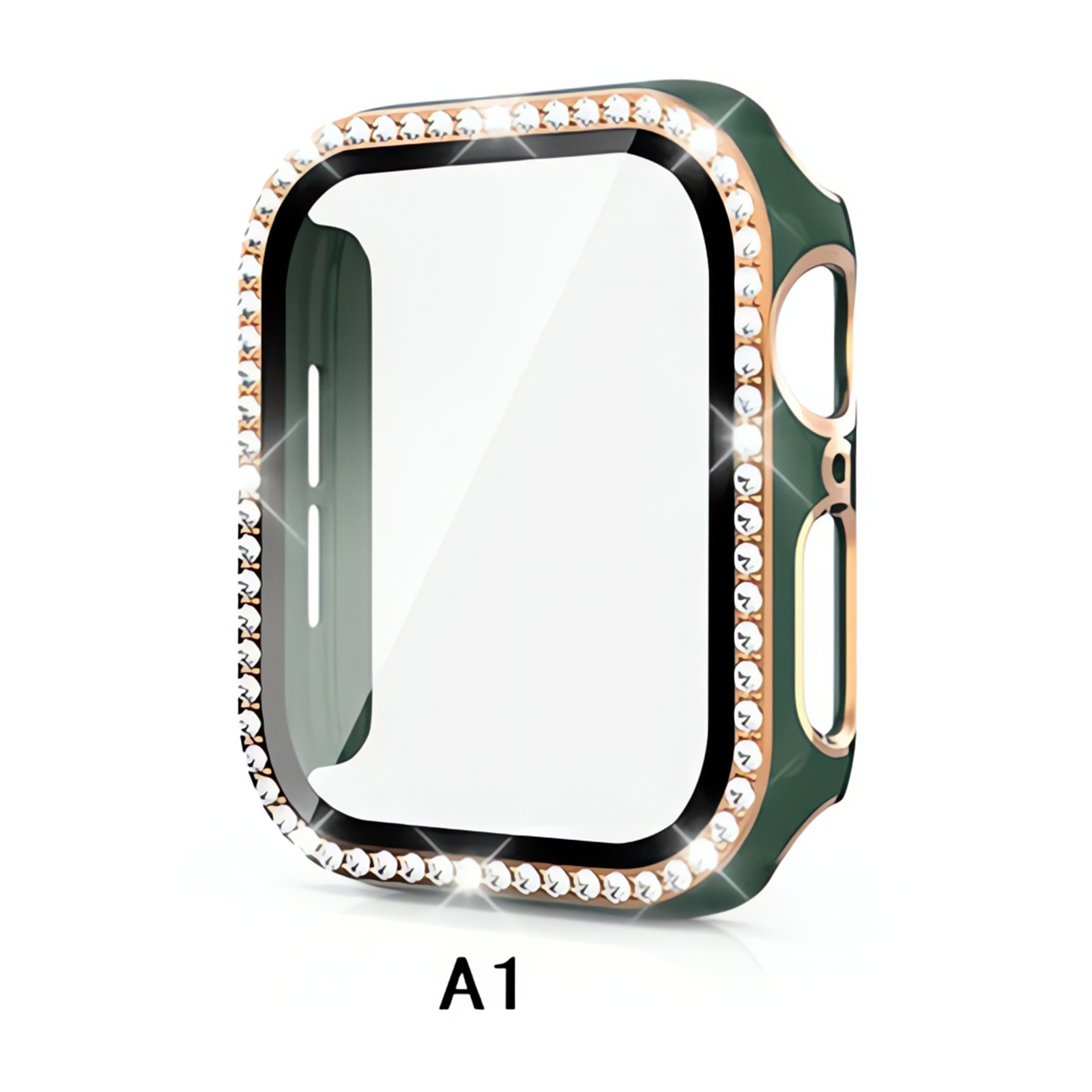 アップルウォッチ用カスタムカバーベルト★超軽量　高品質カナダ産　アイスブレス★ Apple Watch - 金x赤□アップルウォッチ用キラキラカバー&レッド