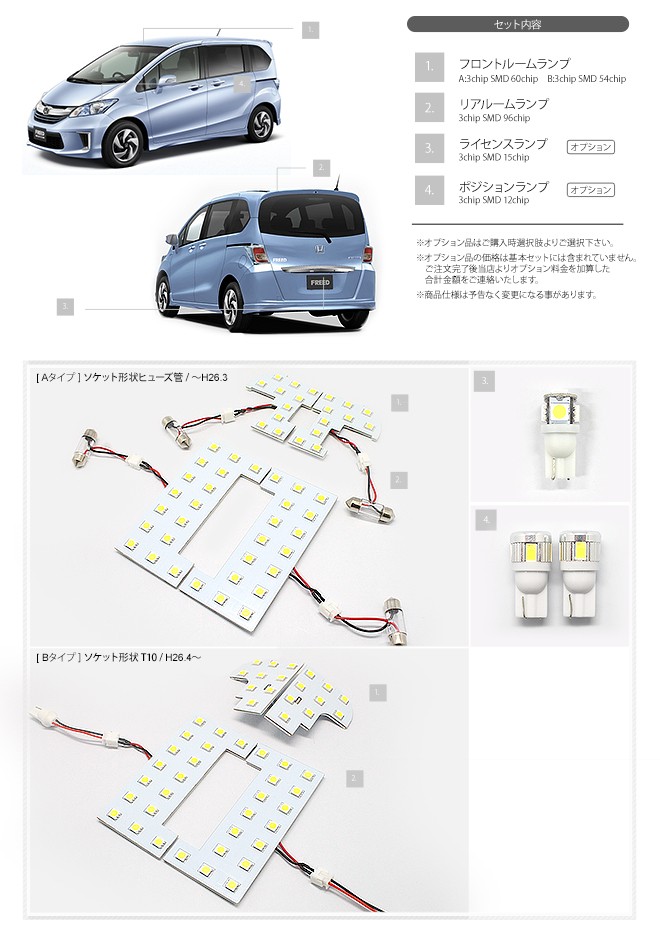 Led フリード Gb3 4 Gp3 前期 後期 ルームランプ 3chip Ledバルブ シェアスタイル Ss Led Roomser Freed 001 Led Hidの老舗シェアスタイル 通販 Yahoo ショッピング