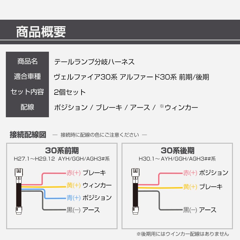 アルファード ヴェルファイア 30系 前期後期 リフレクター テールランプ用 分岐ハーネス カプラーオン シェアスタイル カスタム パーツ :  ss-parts-alvel30-rif-harness : LED HIDの老舗シェアスタイル - 通販 - Yahoo!ショッピング