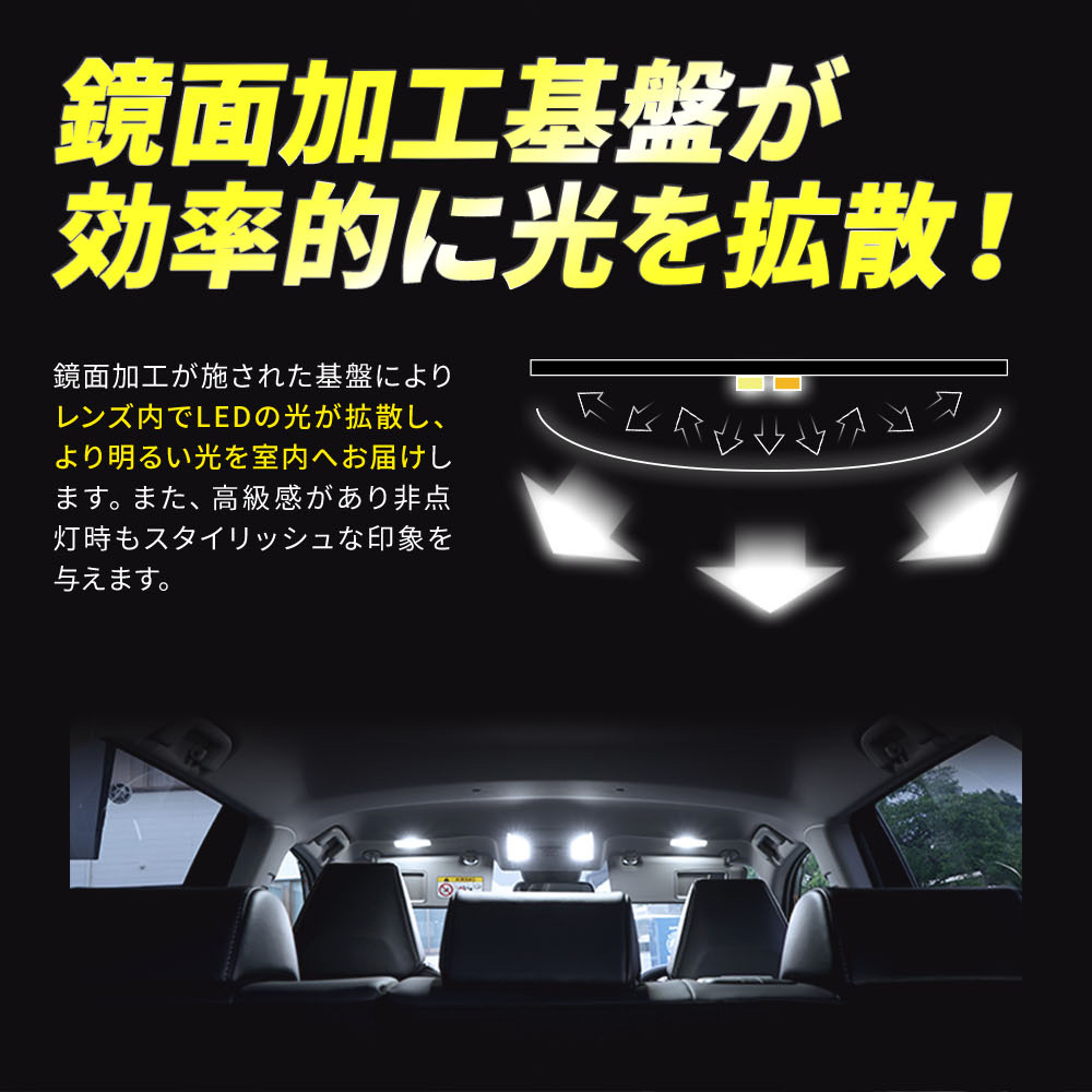 プラド 150系 専用 鏡面加工 LEDルームランプ 2色カラー切り替え明るさ