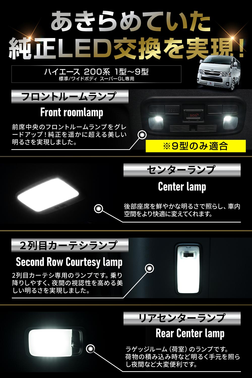 シェアスタイル ハイエース 200系 LED ルームランプ シャンデリア