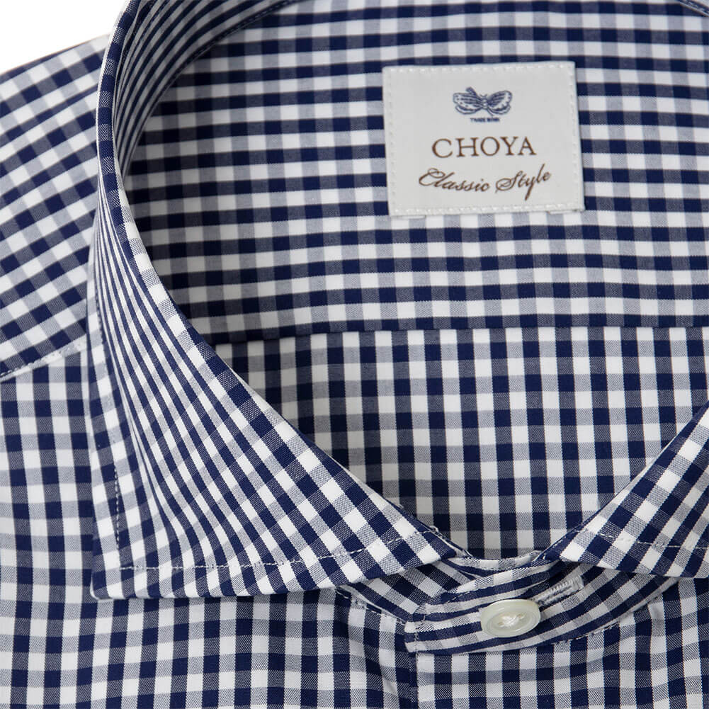 CHOYA Classic Style 長袖 ワイシャツ メンズ 綿100% ネイビー チェック  ワイドカラー CH_24FA｜ss1946｜05