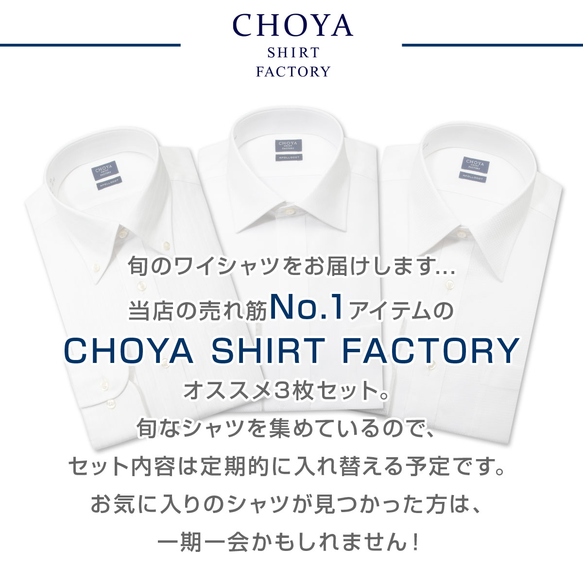 CHOYA SHIRT FACTORY 日清紡アポロコット【3枚セット】 長袖