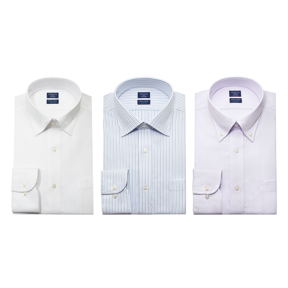 3枚セット　CHOYA SHIRT FACTORY ワイシャツ スリムフィット CHOYA SHIRT FACTORY 日清紡アポロコット スリムフィット【3枚セット