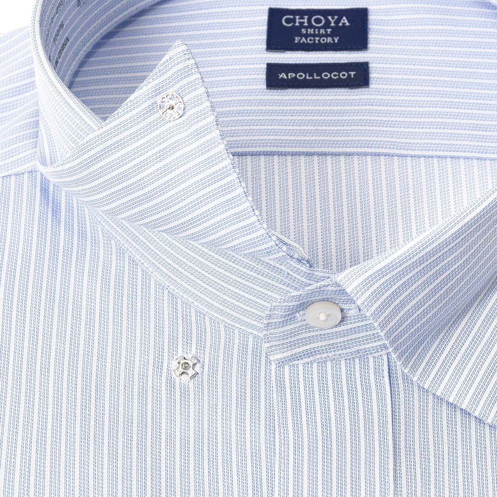 457新品CHOYA SHIRT FACTORY長袖シャツストライプ39-86 ワイシャツ スリムフィット ストライプ ブラック CHOYA SHIRT