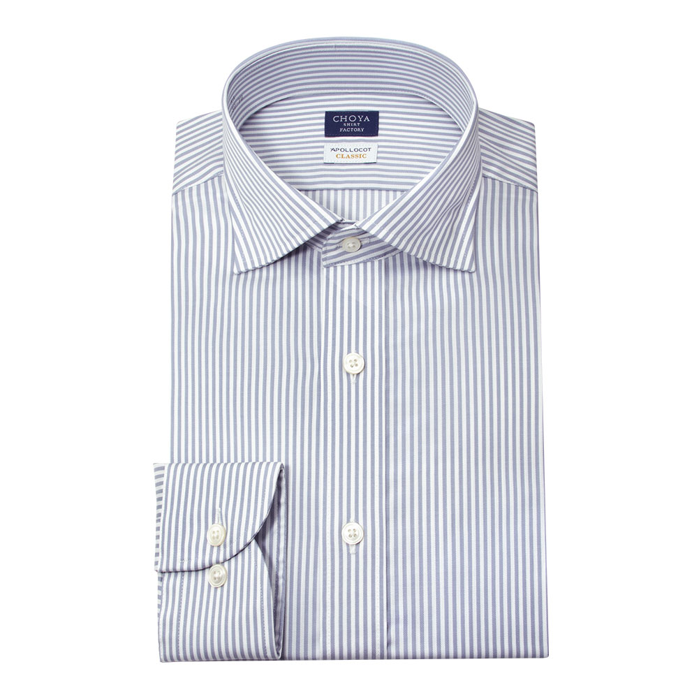 日清紡アポロコット クラシック ワイドカラー レギュラーフィット 長袖 ワイシャツ メンズ 形態安定【CFD365-480】 CHOYA SHIRT FACTORY 日清紡アポロコット クラシック ワイドカラー