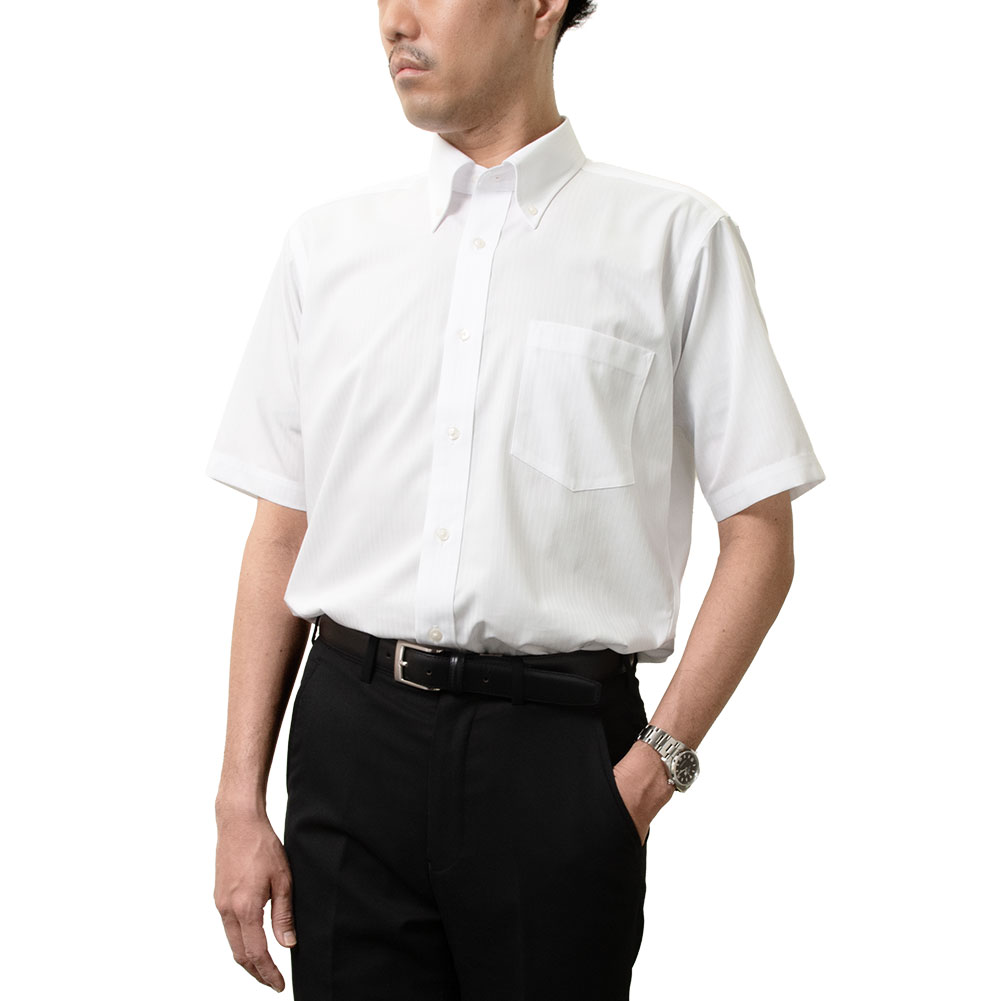 100 CHOYA ボタンダウン ワイシャツ ホワイト APOLLOCOT CHOYA SHIRT FACTORY 日清紡アポロコット 半袖 ワイシャツ メンズ 夏