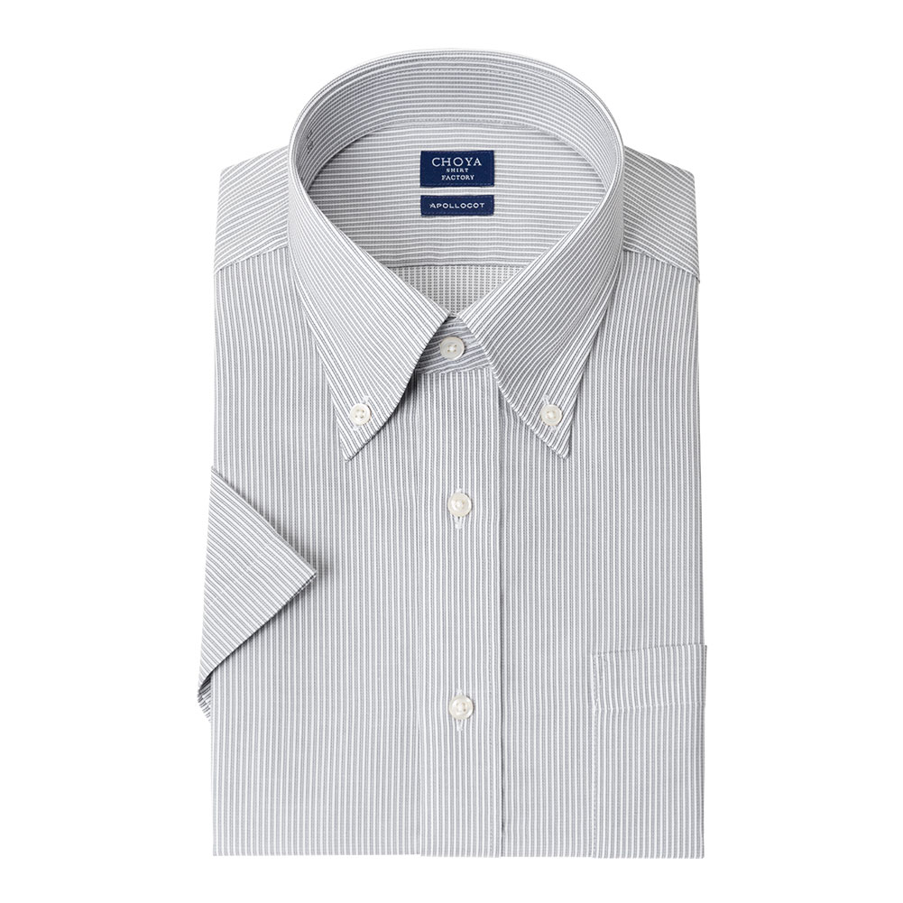 CHOYAシャツ Yシャツ 日清紡アポロコット 半袖ワイシャツ メンズ 形態安定 ノーアイロン ノンアイロン 綿100%  高級 上質 グレー CH_2401FS｜ss1946