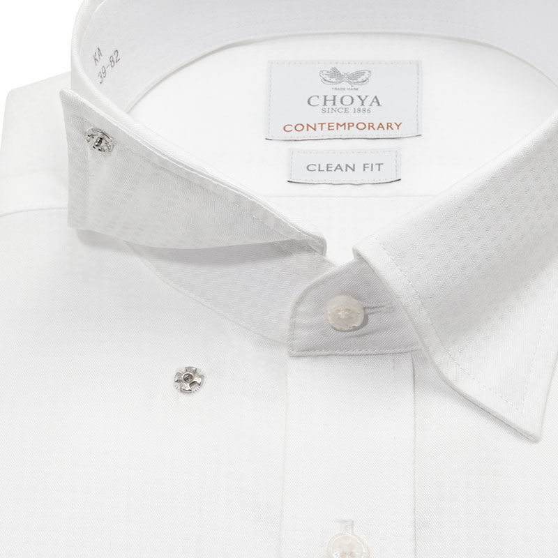 長袖 ワイシャツ メンズ 綿100％ 形態安定加工 白 ホワイト ドビー スナップダウン CHOYA CONTEMPORARY_4