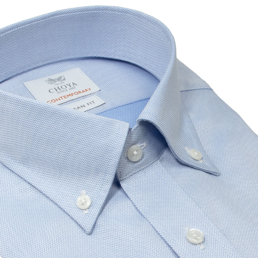 半袖シャツ ワイシャツ メンズ 綿100％ 形態安定加工 ブルー ドビー