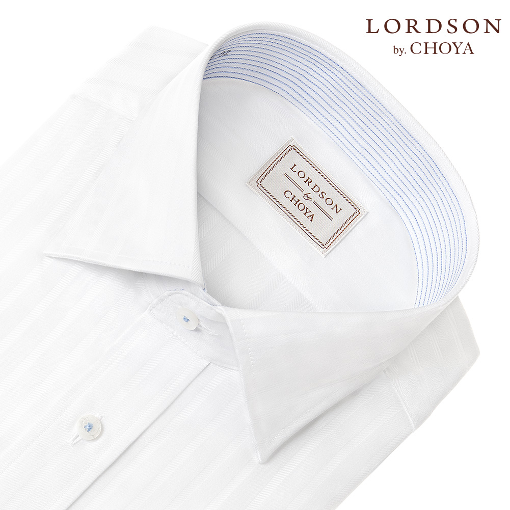 LORDSON by CHOYA 長袖 ワイシャツ メンズ 形態安定加工 白ドビー