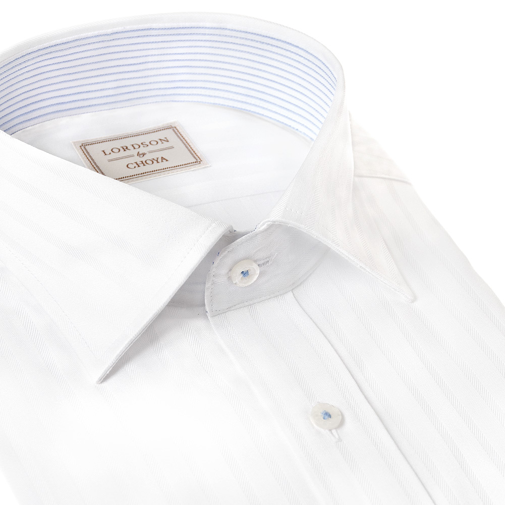 LORDSON by CHOYA 長袖 ワイシャツ メンズ 形態安定加工 白ドビー